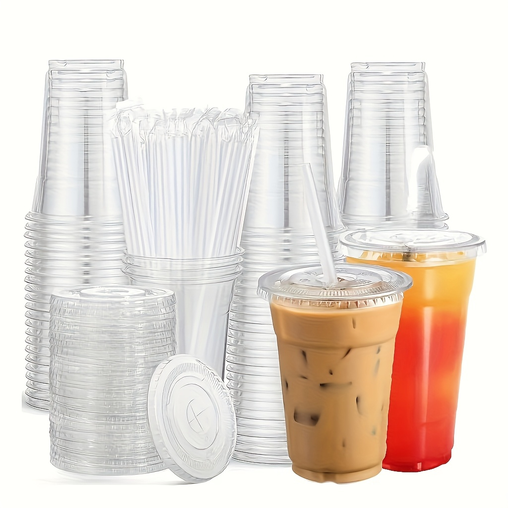 Camping - Gelas plastik transparan dengan tutup datar