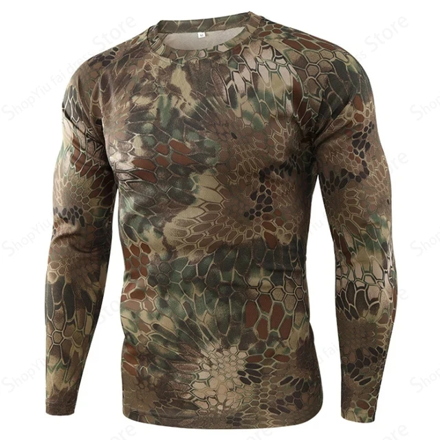 Hiking - Kaos Lengan Panjang Motif Kamuflase Pria,